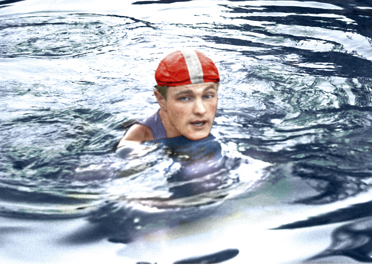 27 września 1932 r.: Roman Kazimierz Bocheński na zawodach pływackich w Poznaniu. Źródło: Narodowe Archiwum Cyfrowe