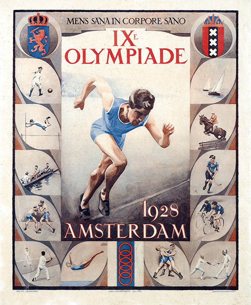 Plakat igrzysk olimpijskich w Amsterdamie, 1928 r. Źródło: domena publiczna
