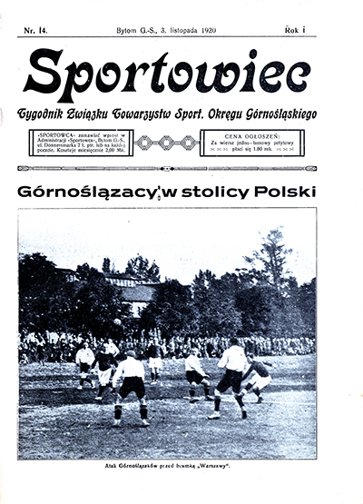 Okładka tygodnika „Sportowiec” (3 listopada 1920 r.). Źródło: Śląska Biblioteka Cyfrowa