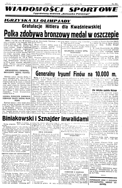 „Dziennik Polski”, 3.08.1936 r. Ze zbiorów Biblioteki Narodowej (za: Polona)