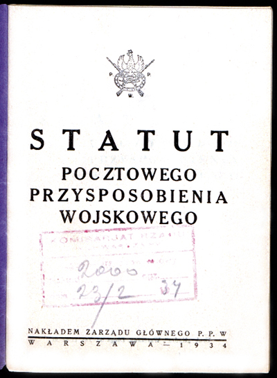 Statut Pocztowego Przysposobienia Wojskowego, 1934 r. Ze zbiorów Biblioteki Narodowej (za: Polona)