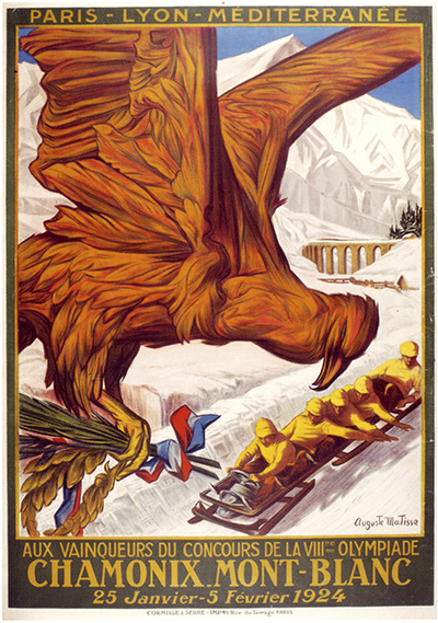 Plakat zimowych igrzysk w Chamonix (1924 r.). To historyczny, pierwszy olimpijski występ Polaków Fot. Wikipedia
