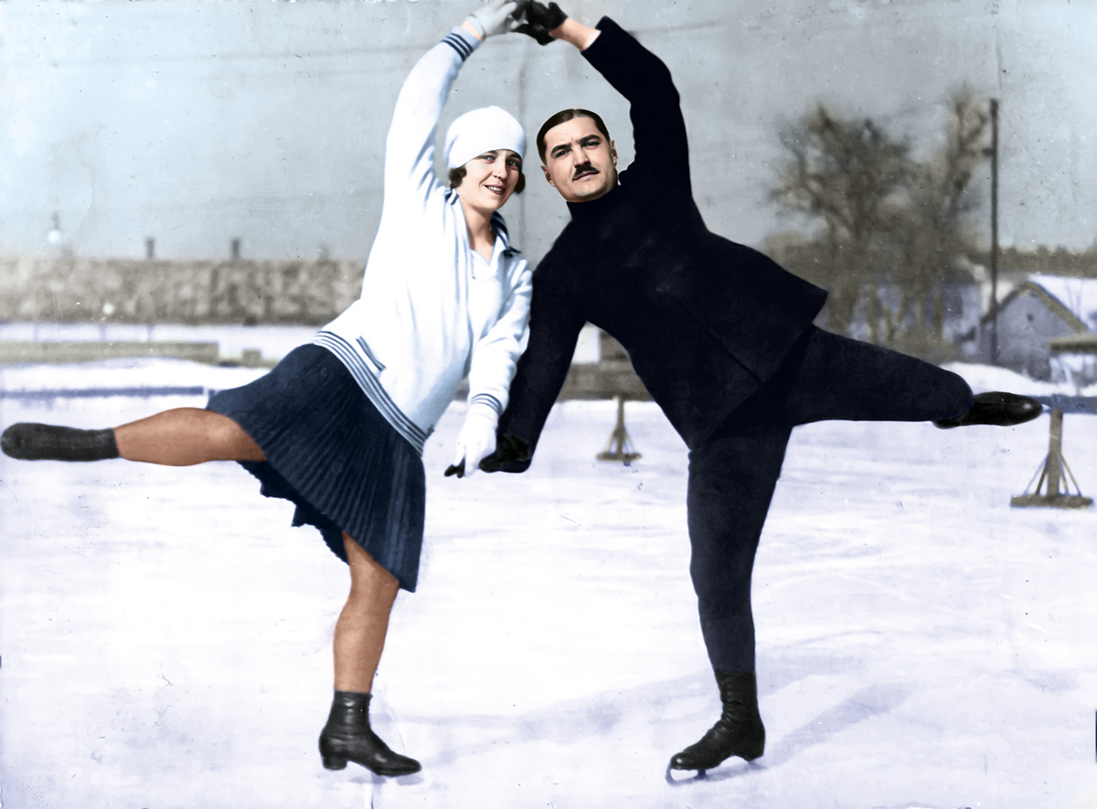 Mistrzowska para łyżwiarzy imponowała doskonałą techniką i wyczuciem rytmu, lata 30. XX w. Źródło: Muzeum Sportu i Turystyki